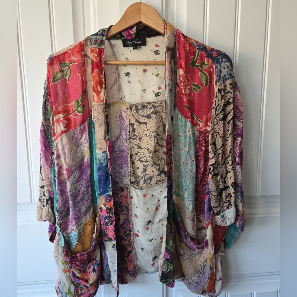 Young Threads Patchwork Boho Topper Kimono Small … - image 1